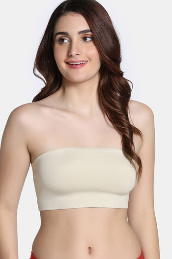 Buy Zivame Seamless Collective Single Layered Non Wired Full Coverage Bandeau Bra - White Smoke
